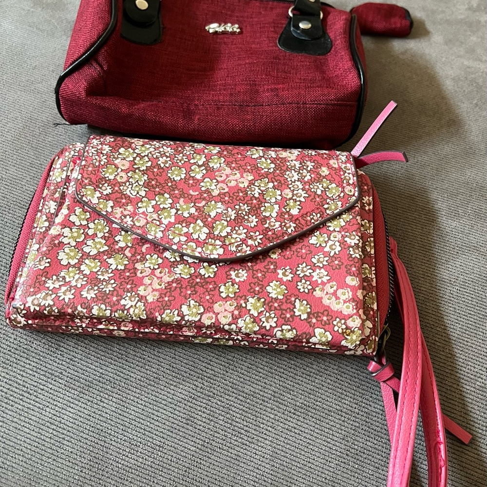 Pink and Red Purses with Floral Patterns- this is for both items. No box.